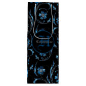 青モノグラムのきらめくフローラ2 ワインギフトバッグ (正面)