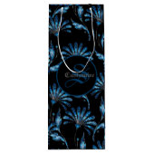 青モノグラムのきらめくフローラ ワインギフトバッグ (裏面)