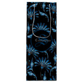 青モノグラムのきらめくフローラ ワインギフトバッグ (正面)