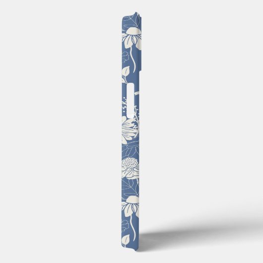 青モノグラムのとクリームの鳥と花 Case-Mate iPhoneケース (裏面 / 右)