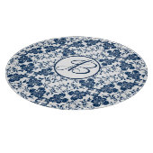 青モノグラムのと白の英語の田舎 カッティングボード (角)