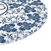 青モノグラムのと白の英語の田舎 カッティングボード (角)