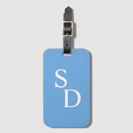 青モノグラムのと白の荷物タグ ラゲッジタグ (正面縦)