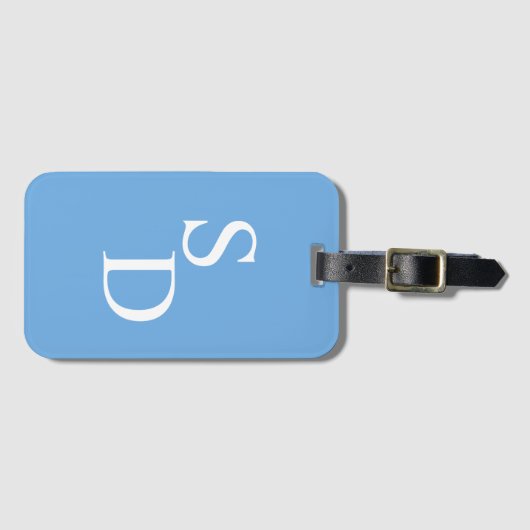 青モノグラムのと白の荷物タグ ラゲッジタグ (正面横)