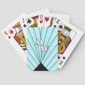 青モノグラムのアールデコ トランプ (裏面)