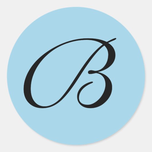 青モノグラムのイニシャル封筒用シール ラウンドシール (正面)