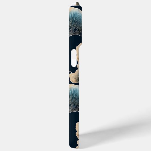 青モノグラムのエレガント銀杏花柄 Case-Mate iPhoneケース (裏面 / 右)