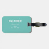 青モノグラムのターコイズ金ゴールド絵を描箔 ストライプの ラゲッジタグ (裏面横)