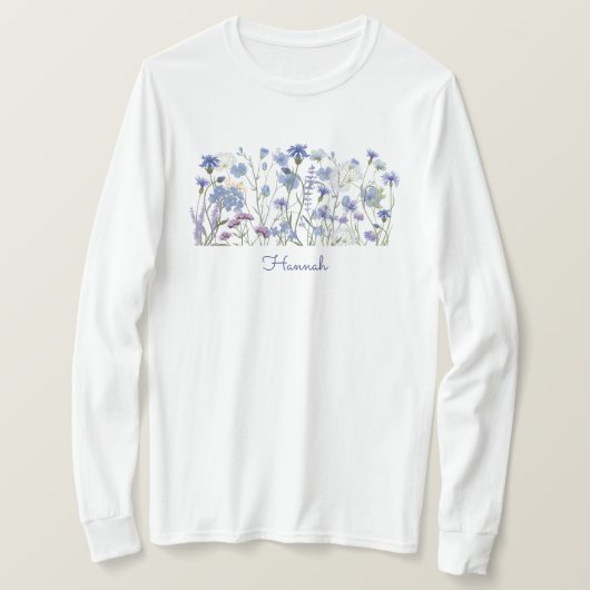 青モノグラムの水色野草野 Tシャツ (デザイン正面)