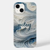 青モノグラムの水 Case-Mate iPhoneケース (裏面)