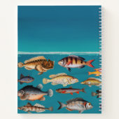 青モノグラムの海下の魚 ノートブック (裏面)