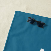 青モノグラムの海下の魚 ビーチタオル (インサイチュ)