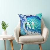 青モノグラムの海 クッション (椅子)