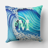 青モノグラムの海 クッション (裏面)
