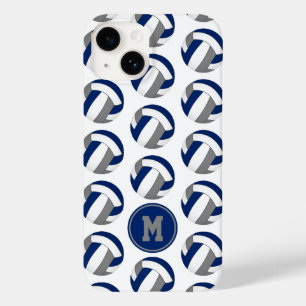青モノグラムの灰色のバレーボール模様 Case-Mate iPhone 14ケース