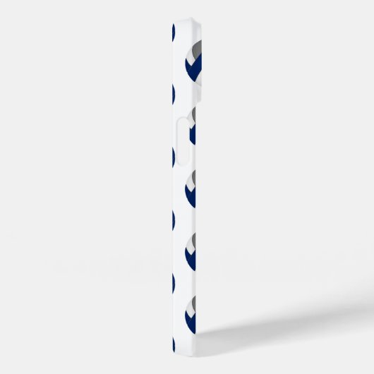 青モノグラムの灰色のバレーボール模様 Case-Mate iPhoneケース (裏面 / 右)