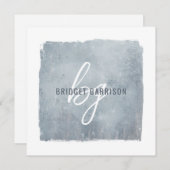 青モノグラムの灰色ブ絵を描ラシ ノートカード (正面/裏面)