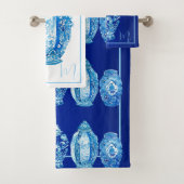 青モノグラムの白エレガント生姜 バスタオルセット (インサイチュ)
