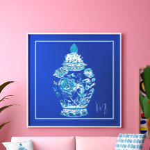 青モノグラムの白エレガント生姜