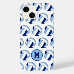 青モノグラムの白バレーボール模様 Case-Mate iPhone 14ケース