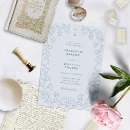 青モノグラムの結婚式招待状 招待状