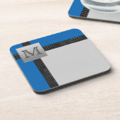 青モノグラムの色ブラックグレーコースターセット(6) コースター (左側)