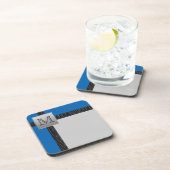 青モノグラムの色ブラックグレーコースターセット(6) コースター (右側)