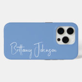 青モノグラムの色 Case-Mate iPhoneケース (裏面 (横))