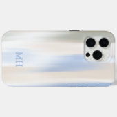 青モノグラムの茶モダン抽象芸術ストローク Case-Mate iPhoneケース (裏面 (横))