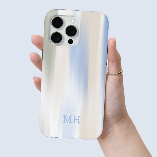 青モノグラムの茶モダン抽象芸術ストローク Case-Mate iPhoneケース