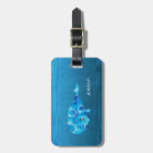 青モノグラムの鯨 ラゲッジタグ (正面縦)