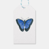 青モルフォ蝶の水の色絵画の ギフトタグ (裏面)