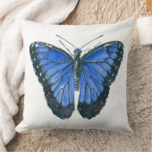 青モルフォ蝶の水の色絵画の クッション (ブランケット)