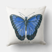 青モルフォ蝶の水の色絵画の クッション (裏面)