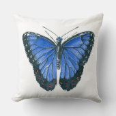 青モルフォ蝶の水の色絵画の クッション (正面)