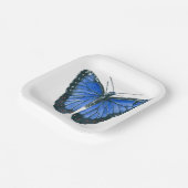青モルフォ蝶の水の色絵画の ペーパープレート (傾斜あり)
