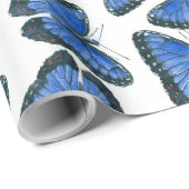 青モルフォ蝶パターンデザインラッピングペ ラッピングペーパー (ロールコーナー)