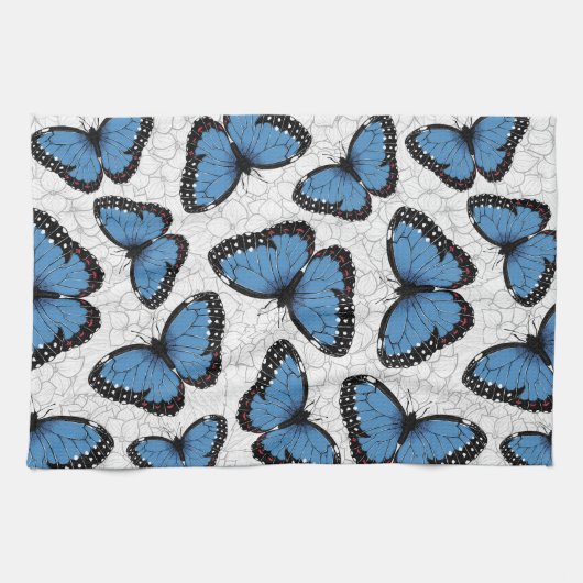 青モルフォ キッチンタオル (横)