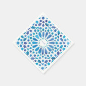 青モロッコタイルイニシャル結婚のロゴ スタンダードカクテルナプキン (角)