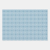 青モロッコタイル地中海のパターン ラッピングペーパーシート (正面)