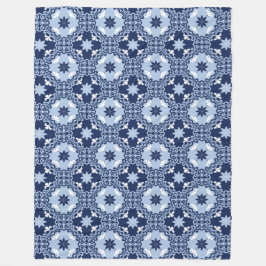 青モロッコタイル幾何装飾装飾 フリースブランケット