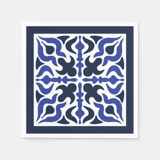 青モロッコパターン スタンダードカクテルナプキン (正面)