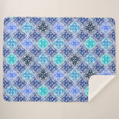 青モロッコ絵を描タイルのパターン シェルパブランケット (正面(横))