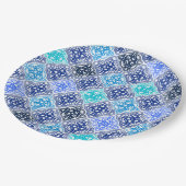 青モロッコ絵を描タイルのパターン ペーパープレート (アングル)