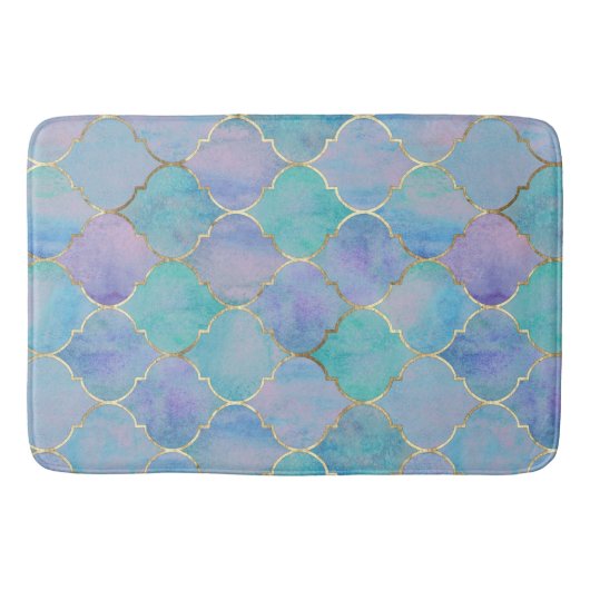 青モロッコ バスマット (正面)