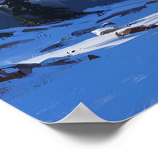 青ユニークい山の風景絵画の ポスター (角)