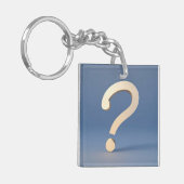 青ユニークい背景の金ゴールド疑問符 キーホルダー (正面左)