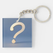 青ユニークい背景の金ゴールド疑問符 キーホルダー (裏面)