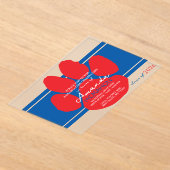 青ユニークと赤の卒業ポープリントエレガント アクリル招待状 (レイダウン)