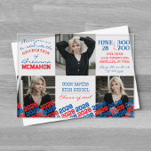 青ユニークと赤の卒業式3写真フロステッド アクリル招待状